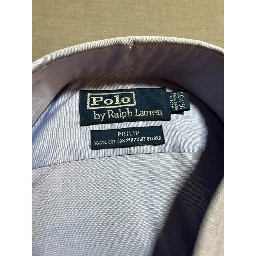 Polo Ralph Lauren Shirt Adult 16 1/2-33 Blue‎ Button Up Long Sleeve Casual Mens.